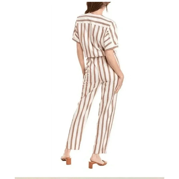 Maje Size XS White Pieni Striped V-Neck Jumpsuit NEW! - Picture 2 of 8
